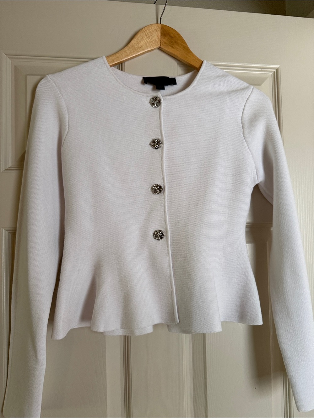Zara White Peplum Buttoned Jacket